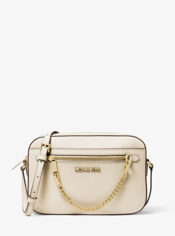 Damske Crossbody Kabelka Michael Kors Jet Set Large Saffiano Leather Krém - Kabelky Michael Kors Nejlevnejsi | UPILJ-2451